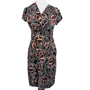 Verse, Size Medium, Print Knit Short Sleeve Dress, Stretch, V Neck, Go Anywhere